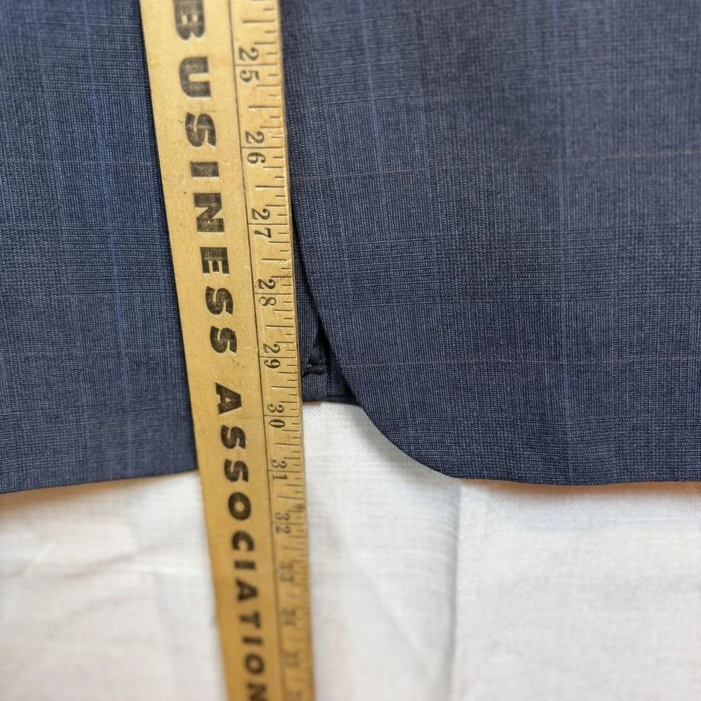 Vintage Bill Blass Suit Jacket Mens 44 Gray Plaid Wool 2 Button Made USA Classic